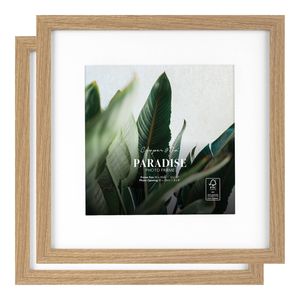 Cooper & Co. 12 x 12inch Mat to 8 x 8inch Set of 2 Oak Premium Paradise Wooden Photo Frames