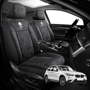 Australian Goose Edition Front Seat Covers for BMW X1 2016 - 2022 (F48) - Suede, Universal Fit - Black