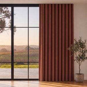 Cadence & Co. Byron Matte Velvet 100% Blockout S-Fold Curtain 385x280cm - Fits 220cm Track Rust