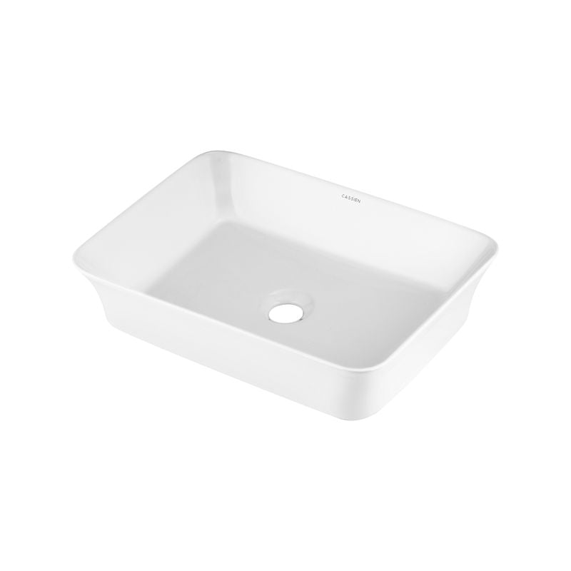 Cassien 490mm White Gloss Aquamonde Rectangular Above Counter Basin