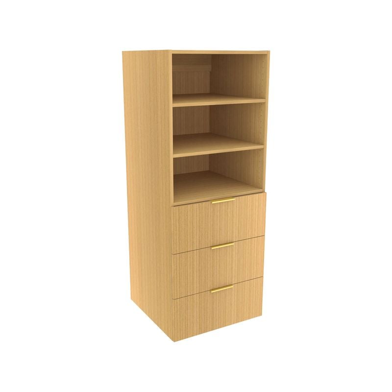 Lugna 1536 x 600 x 580mm Sand 2 Adjustable Shelf 3 Drawer Storage Cabinet