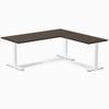 Desky Fixed Height Dark Bamboo L-shape Office Desk 1800x1750mm White Frame
