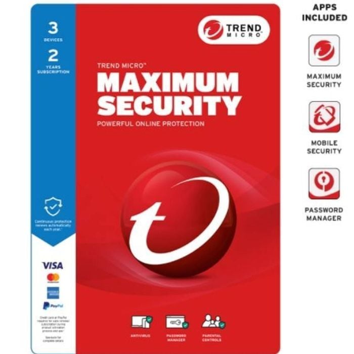 Trend Micro Maximum Security (3 Device) 2yr Retail Mini Box Auto Renew