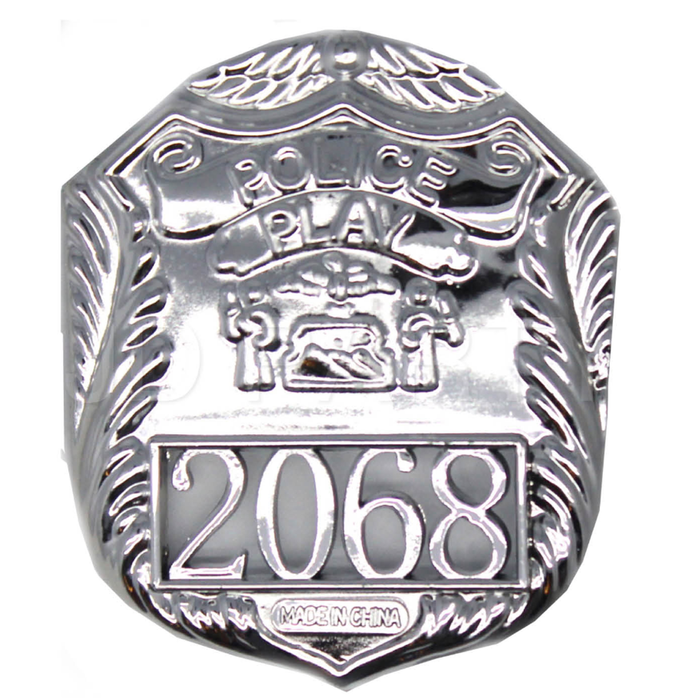 POLICE BADGE Costume Accessory Plastic Silver Fancy Dress Party Officer Cop