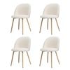 Oikiture 4x Dining Chairs Sherpa Wooden White
