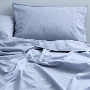 Canningvale Vintage Softwash Size Super King Sheet Set Cotton Denim Melange