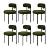 Oikiture Set of 6 Dining Chair Round Boucle Kitchen Lounge Seats Backrest Dark Green