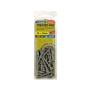 Zenith 8G x 30mm Tufcote® Square Drive Treated Pine Screw - 30 Pack