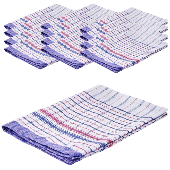 12pcs 100% Cotton Jumbo Tea Towel 90cm x 63cm - Assorted Colours - Assorted | 100% Cotton | Tea Towel