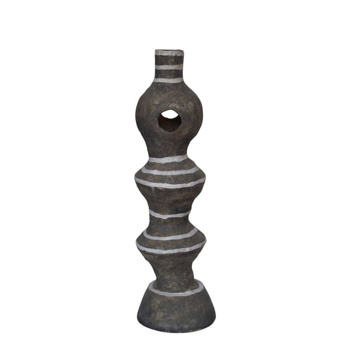 Belle Zinay Paper Mache Abstract Vase 65x15cm Accent Decor - Grey