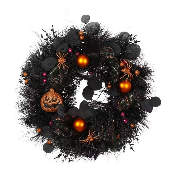 Lifebay Halloween Wreath with Jack-O-Lanterns and Bats