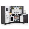 Costway Corner Wooden Kitchen Playset Kids Pretend Cooking Toy Black