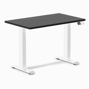 Desky Dual Mini Black Ash Hardwood Sit To Stand Desk 1000x600mm White Frame