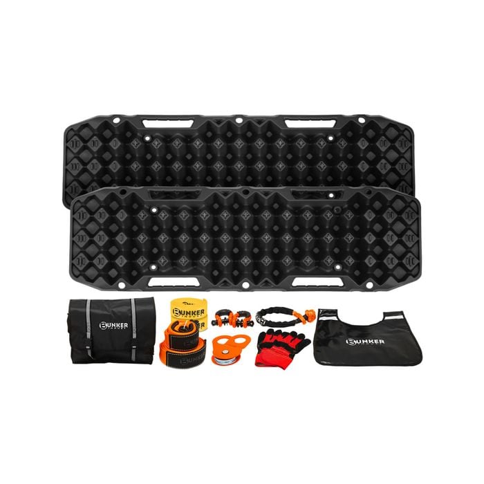 BUNKER INDUST 10PCS Recovery Kit with 10T Recovery Tracks Black Board 4X4 Gear