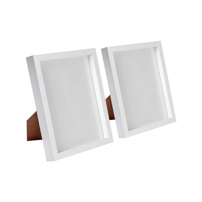 Nicola Spring 3D Box Photo Frames - 8" x 10" - White - Pack of 2