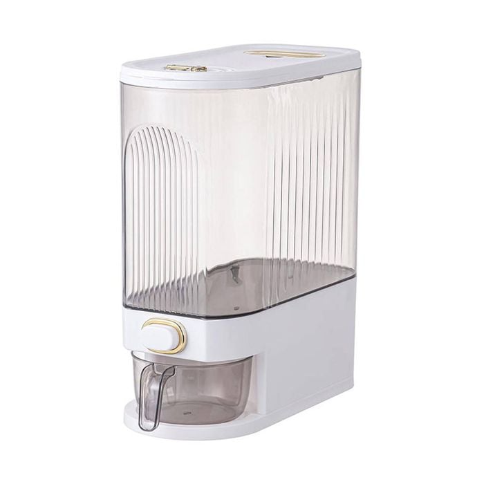 Catzon Cereal Dispenser with Lid Moisture Proof for Rice Soybean Corn 16.5 X 33.5 X 39.5cm-White