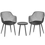 Costway 3PCS Side Table & Bistro Chairs Set Dinning Furniture Black