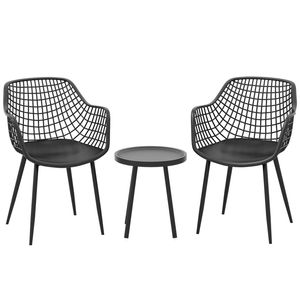 Costway 3PCS Side Table & Bistro Chairs Set Dinning Furniture Black