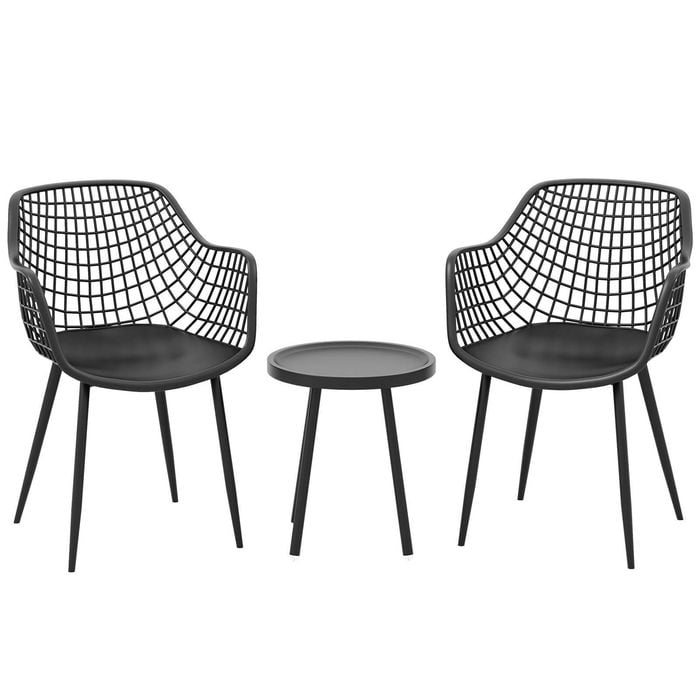 Costway 3PCS Side Table & Bistro Chairs Set Dinning Furniture Black
