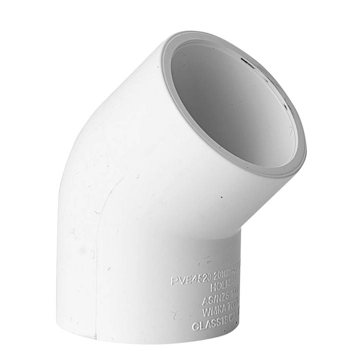 Holman 20mm 45° White PVC Elbow