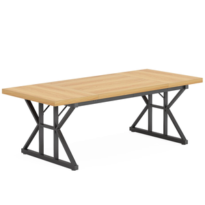 Oakory 180cm Office Desk With Light Walnut Top And Black X Frame