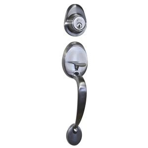 Ikonic Satin Chrome Plate Gripset Single Cylinder Deadbolt