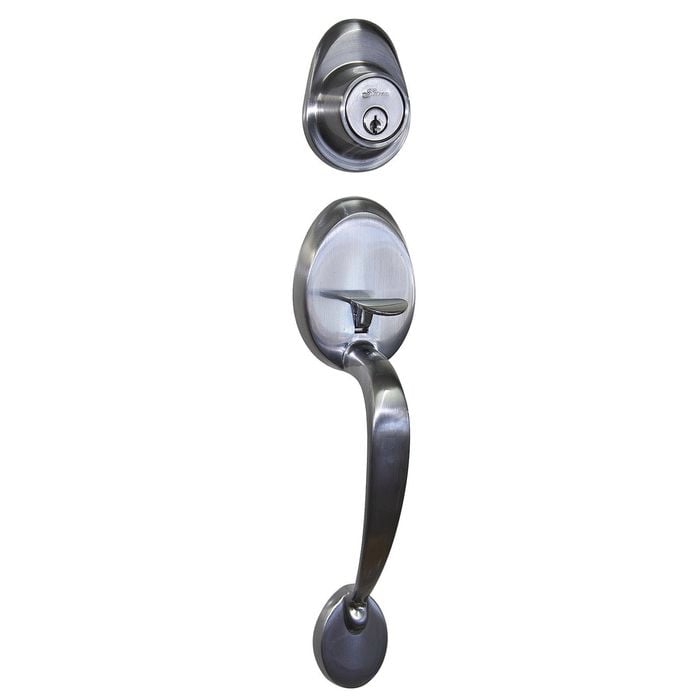 Ikonic Satin Chrome Plate Gripset Single Cylinder Deadbolt