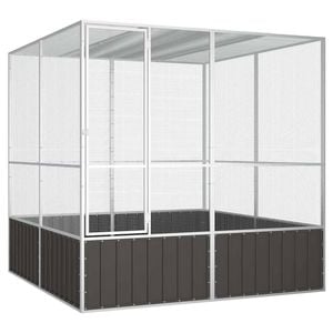 vidaXL Bird Cage Anthracite Galvanised Steel Parrot Pigeon Cage Bird House