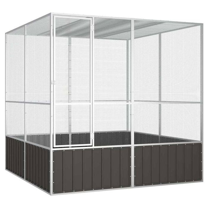 vidaXL Bird Cage Anthracite Galvanised Steel Parrot Pigeon Cage Bird House