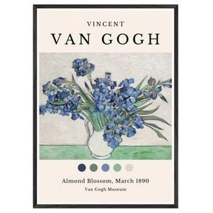 Galrie Van Gogh's Irises in Vase Iconic Post-Impressionist Art Print for Home Decor, Black Frame, A3 30 x 42cm (12 x 16inch)