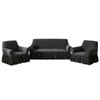 SOGA Home & Living Bundle – 2 Dark Grey 1-Seater & 3-Seater Sofa Covers with Ruffled Skirt