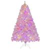 Costway 1.85M Pink Flocked Christmas Tree Pre-Lit Decoration Tree 350 LED Lights