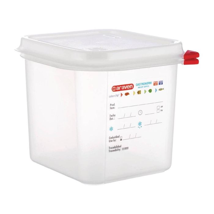 Araven Gastronorm Containers Polypropylene With Lids 1/6 Size 150mm 4 Pack Food Storage