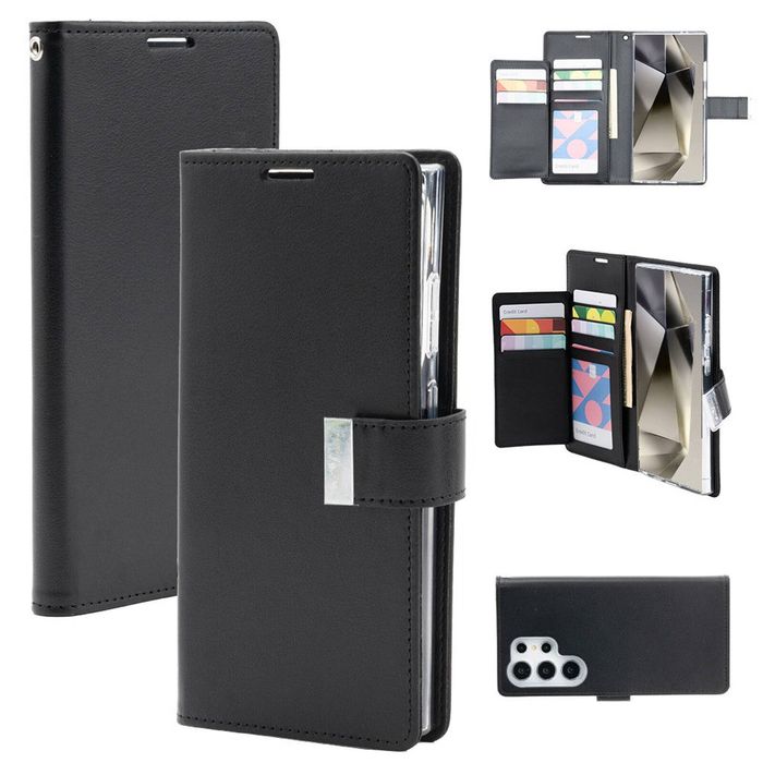 Goospery Rich Diary for Galaxy S24 Ultra - Black