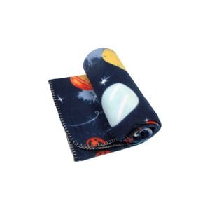 Home by Yatsal Funky Cute Polar Fleece Throw Rug Navy Planet Space
