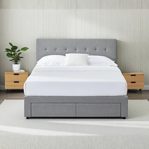 Big Lot Silver Grey Isabella Bed Frame with Storage Drawers - Silver Grey, Queen