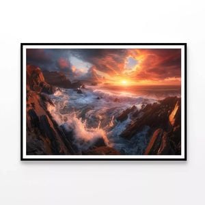 Sunset over a Rocky Beach  Print 100% Australian Made 90x60cm  (Poster)