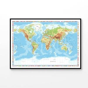 World Map with Flags of Countries Print 100% Australian Made 90x60cm (Poster)