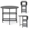 Costway Mobile Folding Dining Table Seats Round Drop Leaf Kitchen Table Black