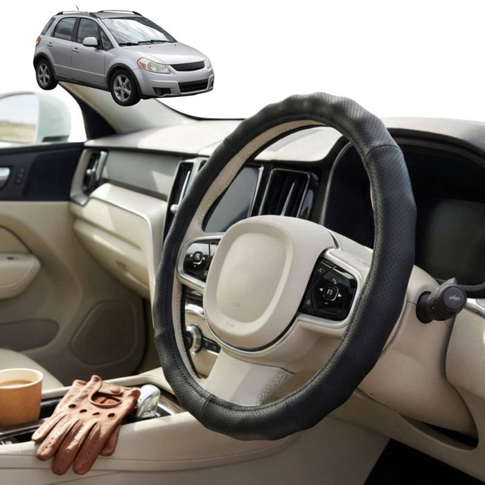 Australian Goose Steering Wheel Cover for Suzuki SX4 2006 - 2013 (Auto (GY/EY/RW)) Circle Black