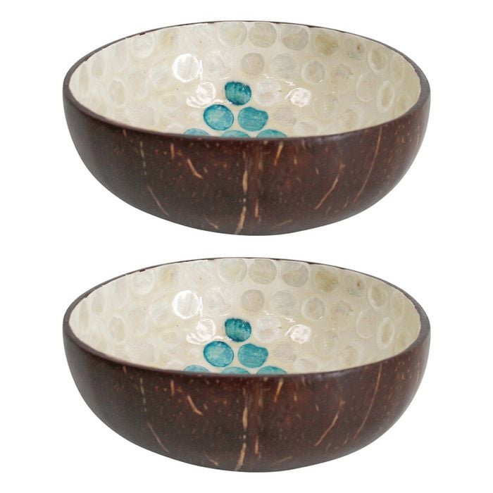 2PK LVD Tree Aqua 13cm Decorative Coco Capiz Bowl Decor Round