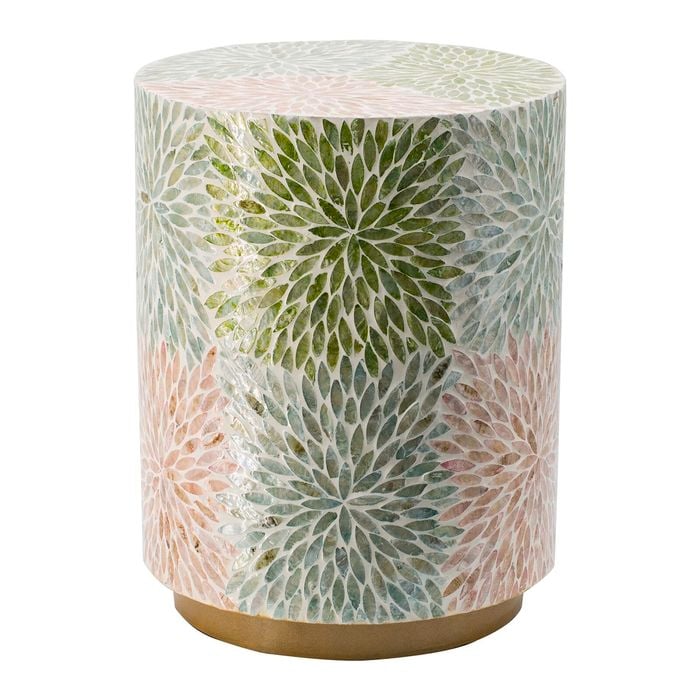Floral shell inlay side table/Stool