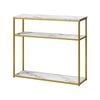 Oikiture Console Table Metal Wooden White&Gold
