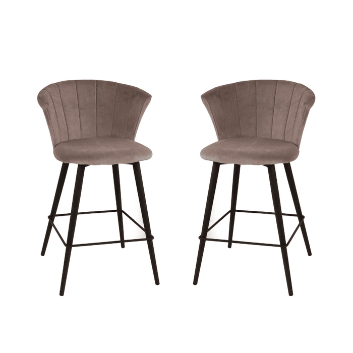 HomeStar Set of 2 Calliope Velvet Fabric Modern Kitchen Counter Bar Stool - Grey