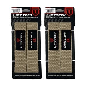 2x 2pc Lift-tech Cotton Heavy Lifting Support Durable Grip Straps Tan 21in