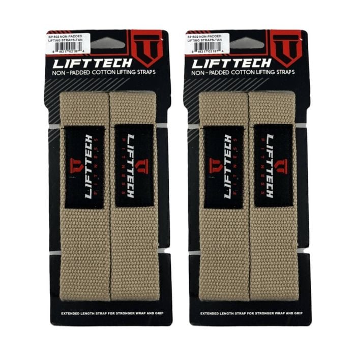 2x 2pc Lift-tech Cotton Heavy Lifting Support Durable Grip Straps Tan 21in
