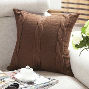 CottonMore Acrylic Knitted Cushion Cover Twisted Stripes Chocolate 45x45cm