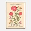 Galrie Charming Vintage Flower Market Botanical Art Print London Edition, Wood Frame, A1 60 x 84cm (23 x 33inch)