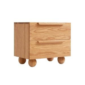 MIUZ Solid Oak Wood Bedside Table, Large Side Storage End Table Shelf Nightstand