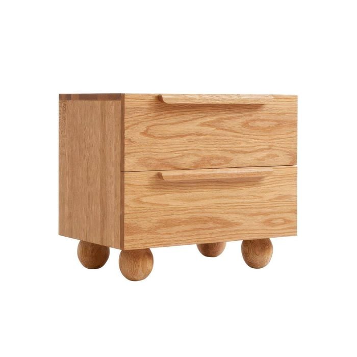 MIUZ Solid Oak Wood Bedside Table, Large Side Storage End Table Shelf Nightstand